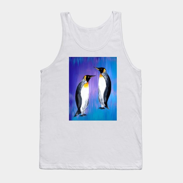 Blue, Purple and Penguins Tank Top by SheerJoy